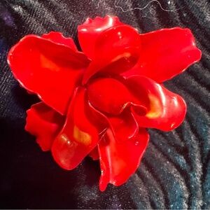 Elegant Red Floral Brooch